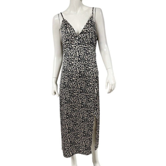 Womens Princess Polly Leopard Print Satin Slit Slip Dress nbd uprichard Costello - Picture 2 of 9